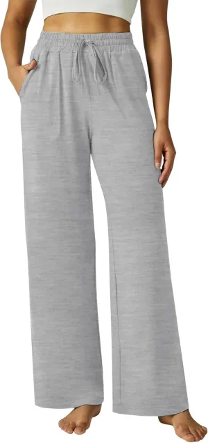 Wide Leg Pants Women High Waisted Slacks Lounge Baggy Flowy Palazzo Pants with Pockets