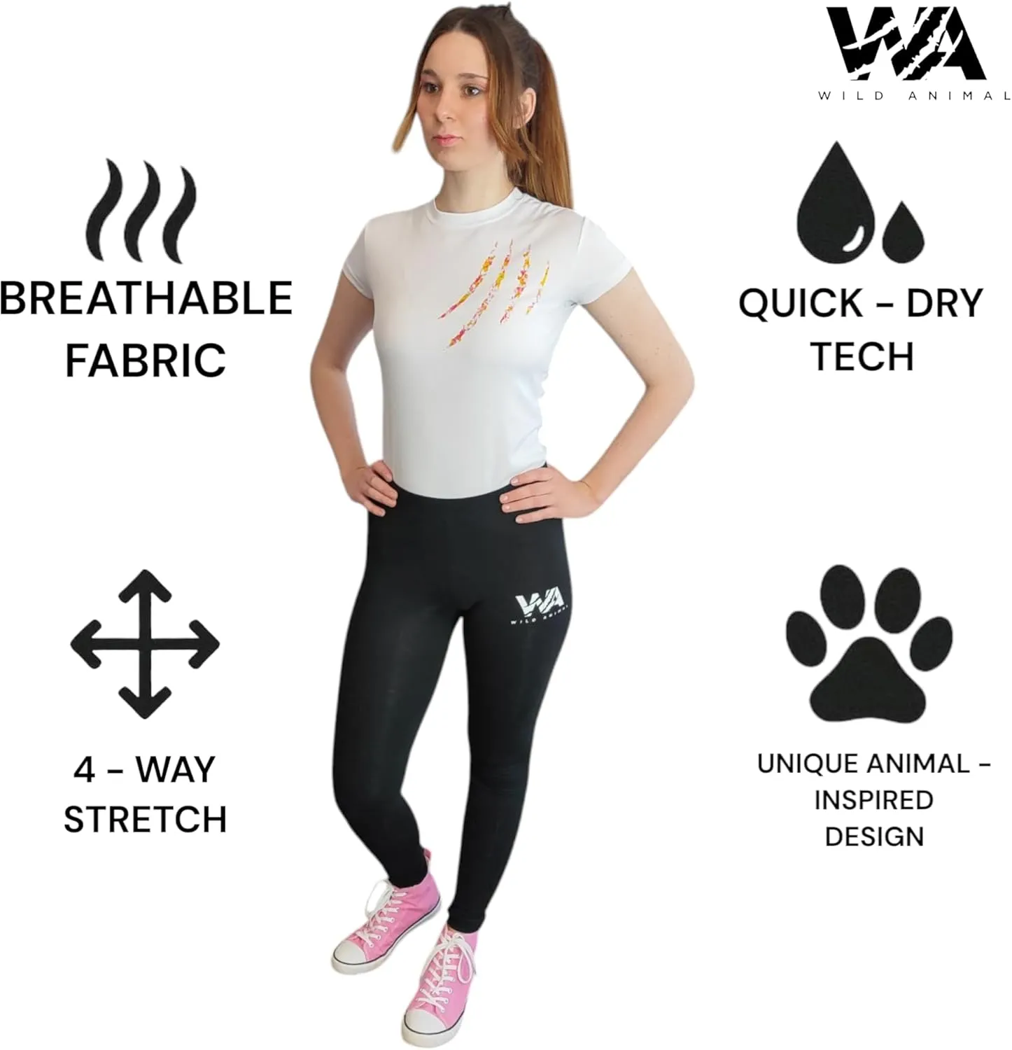 Wild Animal Women's Workout Shirts - Quick Dry, Breathable Gym Tops, Short Sleeve Athletic T-Shirts for Yoga & Fitness