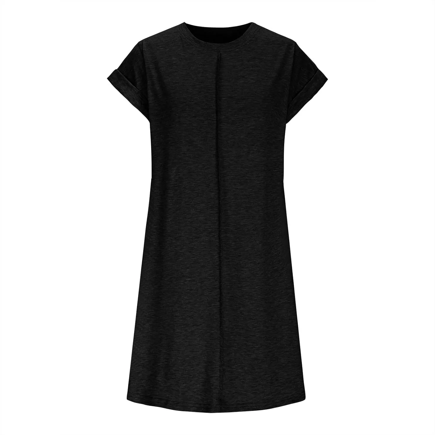 Women Solid Color Casual Mini Dress, Summer Short Sleeve Crewneck Vacation Clothes Soft Comfy Loose Breathable Dresses