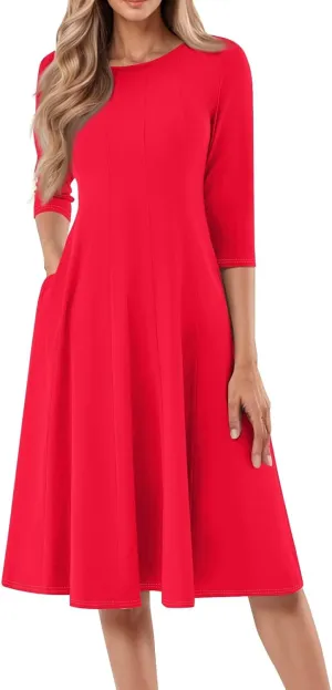 Women's A-Line Soft Dresses Midi Lightweight Breathable Sleevelesss Style Vacation Pockets Party Weddings Dress