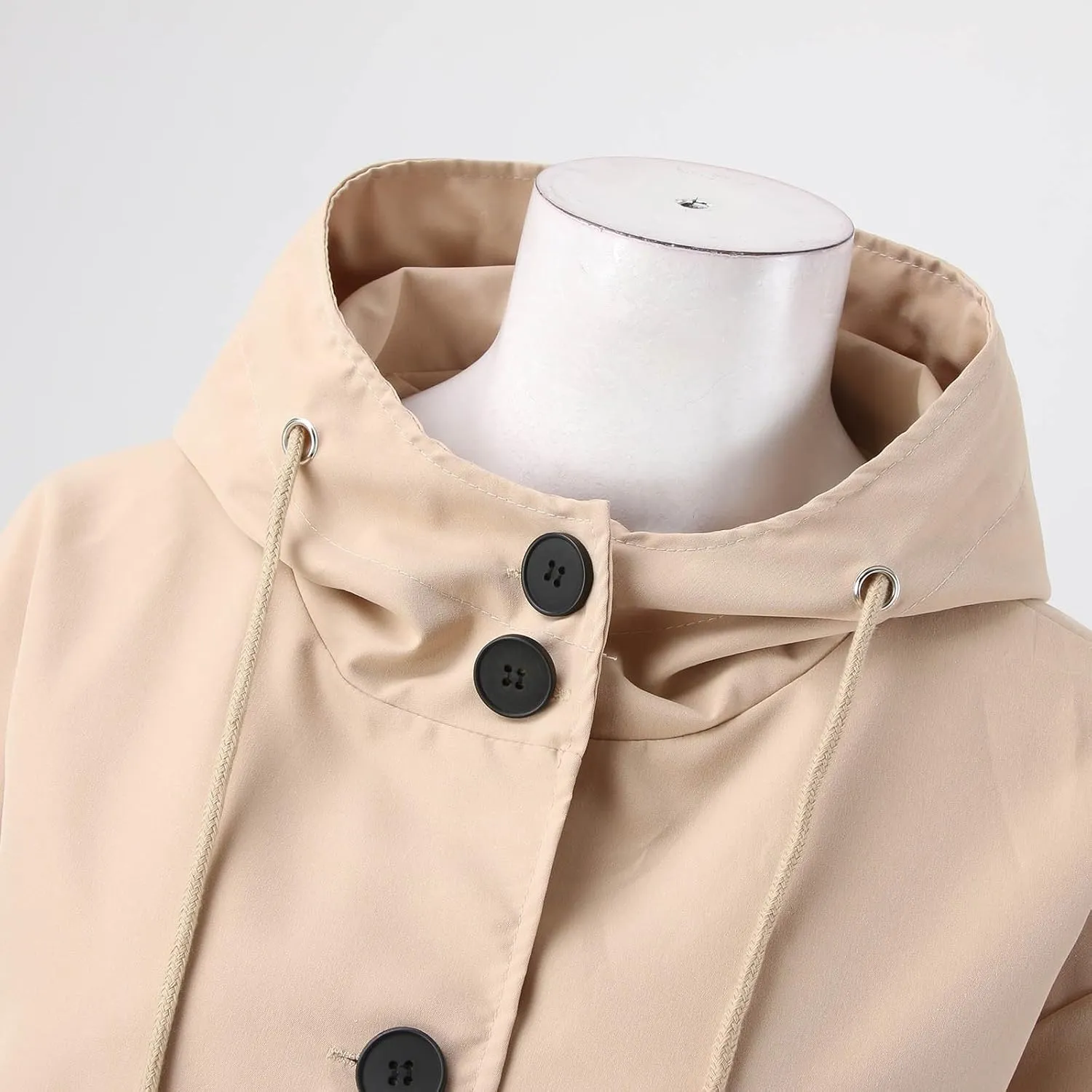 Women's Casual Jackets Long Trench Coat Windproof Classic Lapel Slim Overcoat