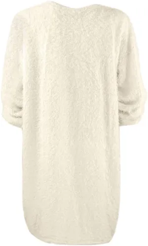 Womens Furry Sweater Dress Trendy Long Sleeve Crewneck Pullover Mini Dresses Oversized Soft Fall Winter Casual Dress