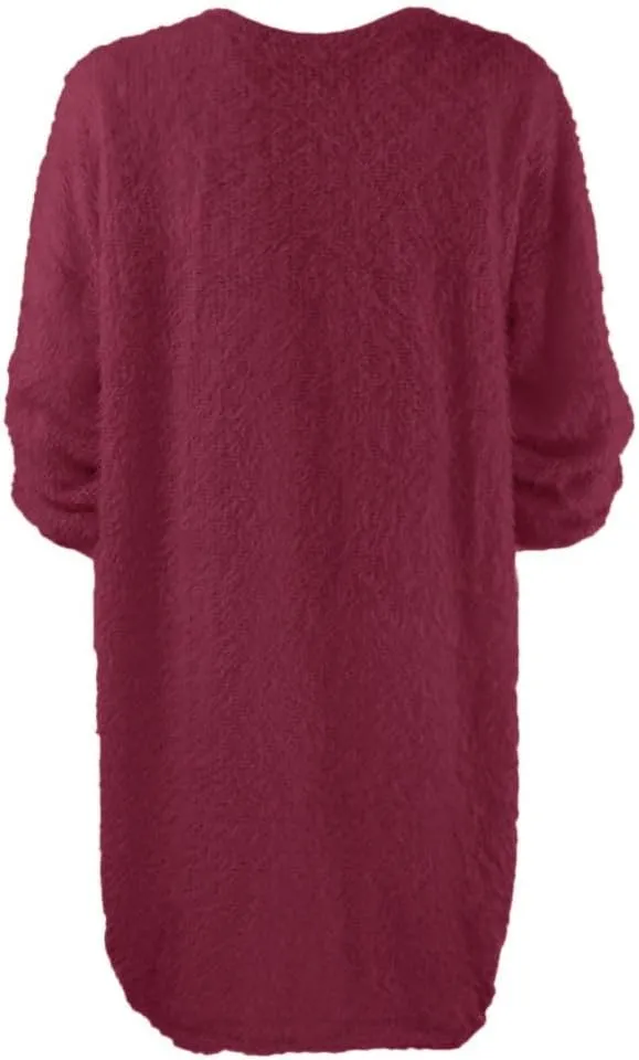 Womens Furry Sweater Dress Trendy Long Sleeve Crewneck Pullover Mini Dresses Oversized Soft Fall Winter Casual Dress