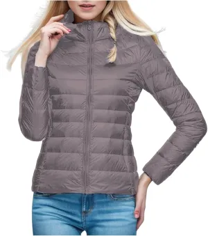 Women's Packable Ultra Coat Light Weight Short Down Jackets Solid Color Jacket Windproof Zip Up