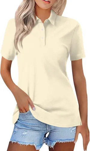 Womens Polo Shirts Trendy Short Sleeve Button Down Shirts Summer Tops for Women Lightweight Dressy Casual Blouses