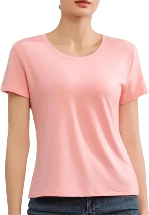 Women's Short Sleeve T-Shirts Breathable Quick Dry Home Casual Solid Color T-Shirts Women Tops