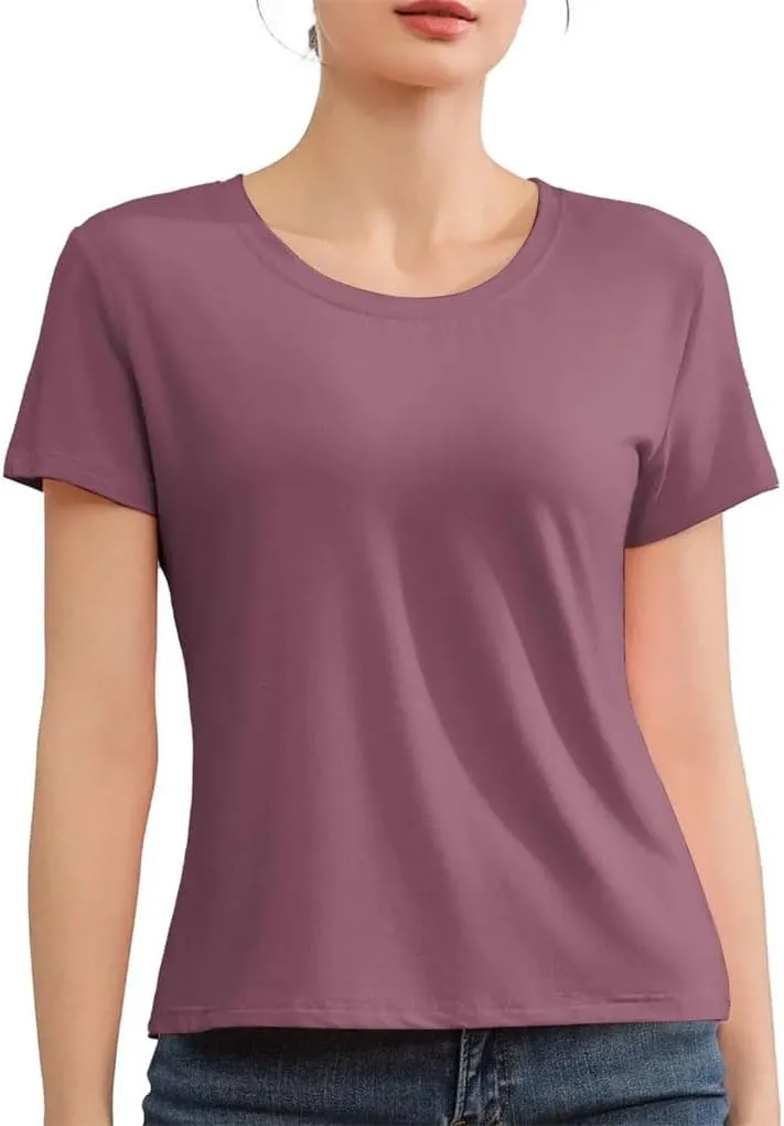Women's Short Sleeve T-Shirts Breathable Quick Dry Home Casual Solid Color T-Shirts Women Tops