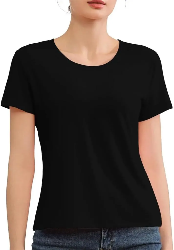 Women's Short Sleeve T-Shirts Breathable Quick Dry Home Casual Solid Color T-Shirts Women Tops