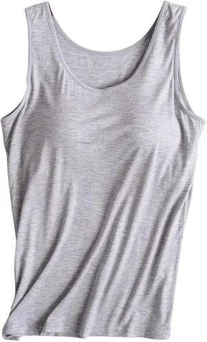 Womens Tank Tops with Built in Bras Comfy Fit Padded Camisole Without Rims Integrated Base Undershirt