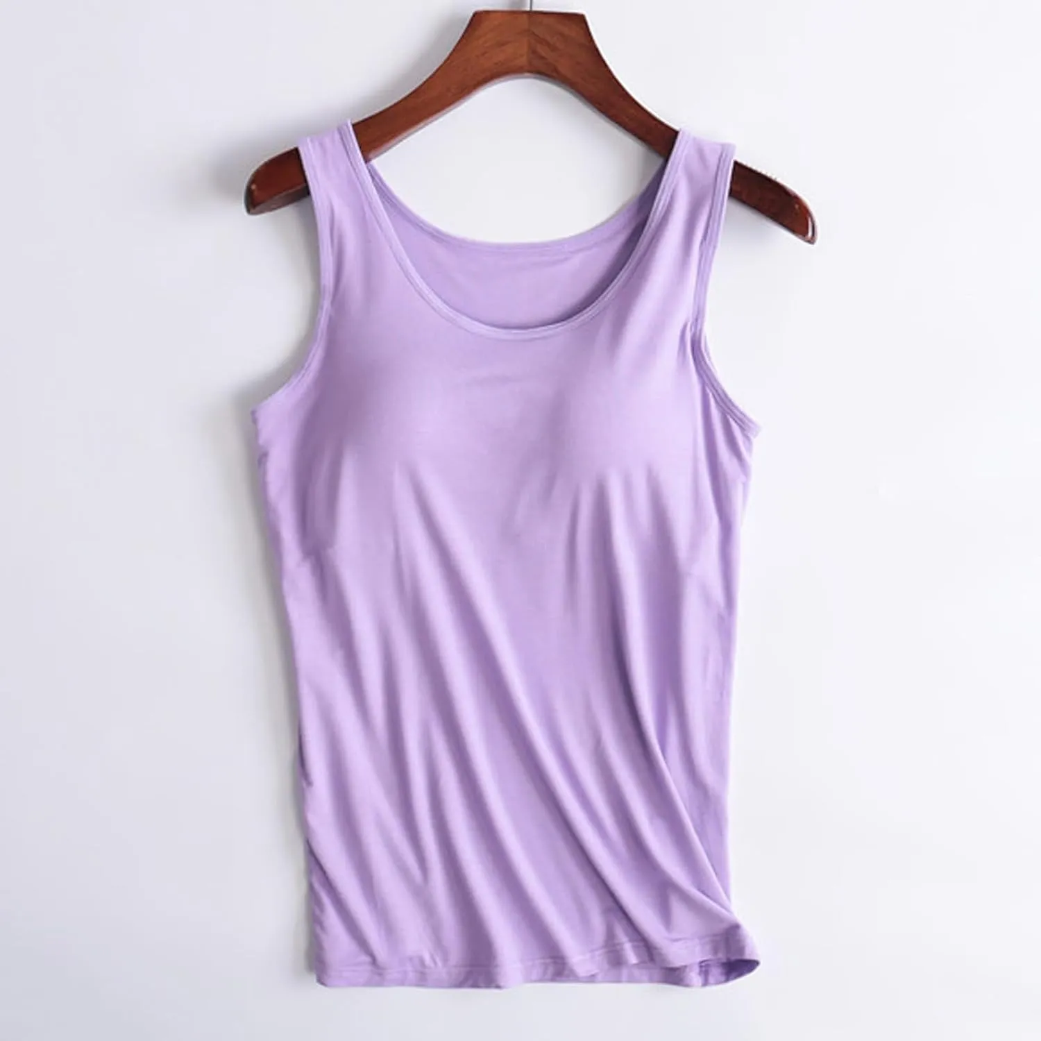 Womens Tank Tops with Built in Bras Comfy Fit Padded Camisole Without Rims Integrated Base Undershirt