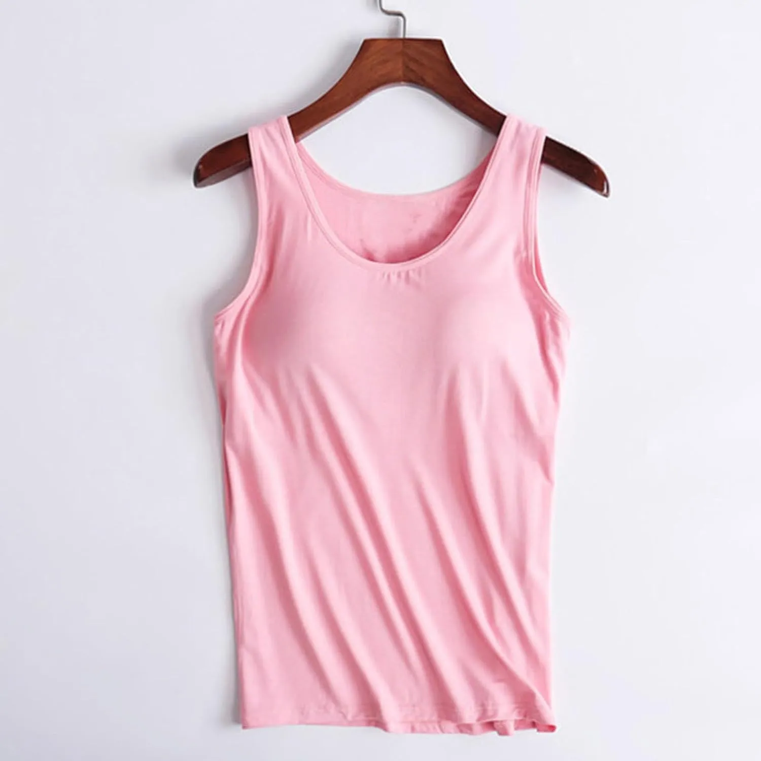 Womens Tank Tops with Built in Bras Comfy Fit Padded Camisole Without Rims Integrated Base Undershirt