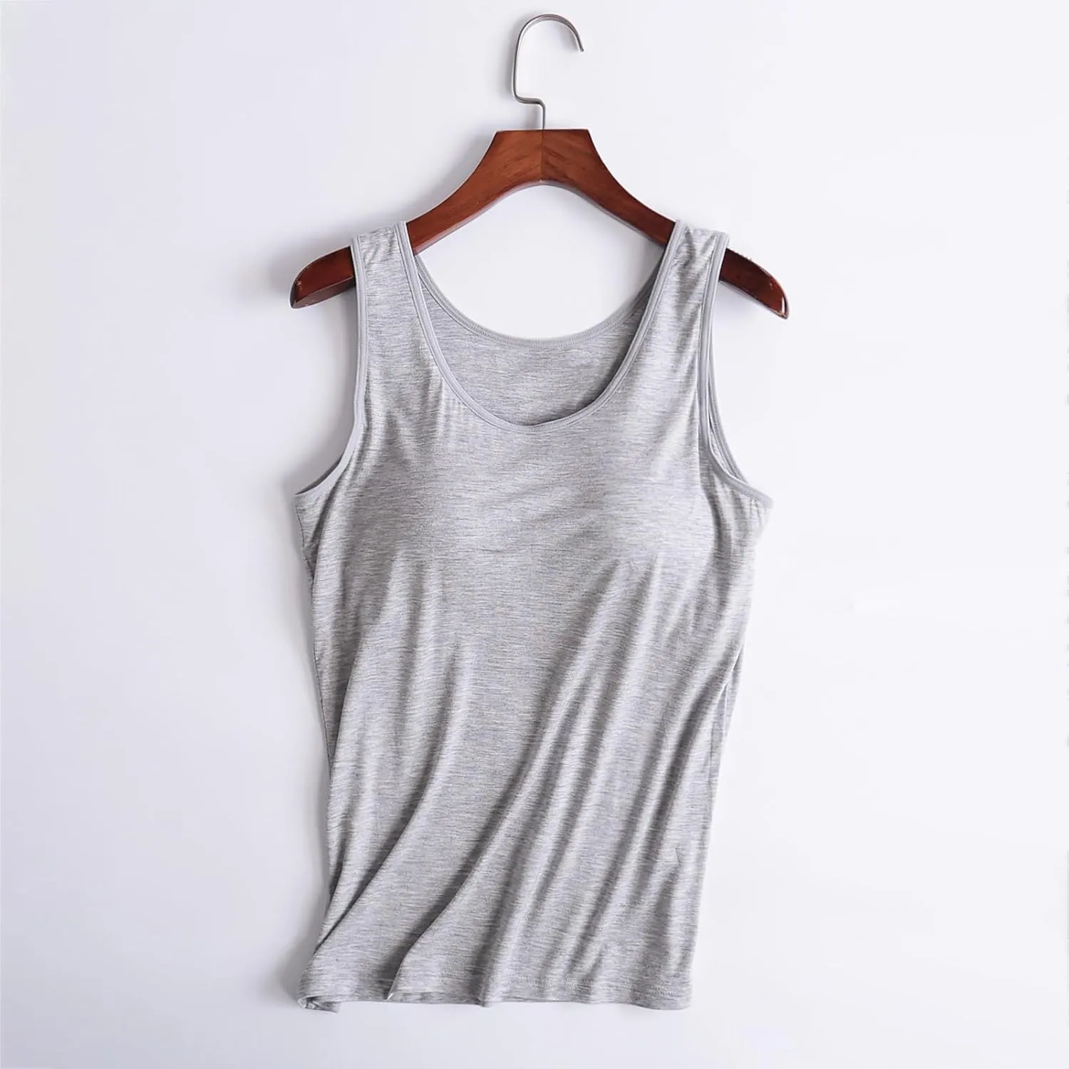 Womens Tank Tops with Built in Bras Comfy Fit Padded Camisole Without Rims Integrated Base Undershirt