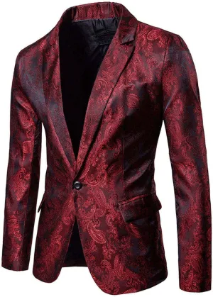 WUAI-Men Casual Suit Blazer Jackets Lightweight Tailored One Button Work Business Sport Coat Outwear Tops