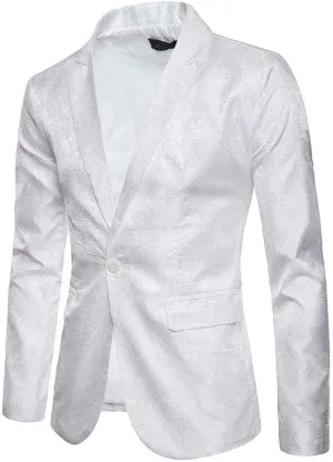 WUAI-Men Casual Suit Blazer Jackets Lightweight Tailored One Button Work Business Sport Coat Outwear Tops