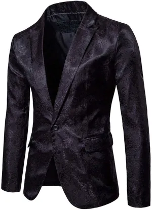 WUAI-Men Casual Suit Blazer Jackets Lightweight Tailored One Button Work Business Sport Coat Outwear Tops