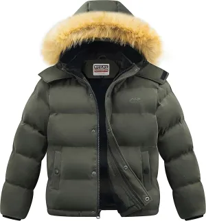 WULFUL Boy's Winter Coats Waterproof Fleece Lined Puffer Jackets Kids Thicken Outerwear With Detachable Hood