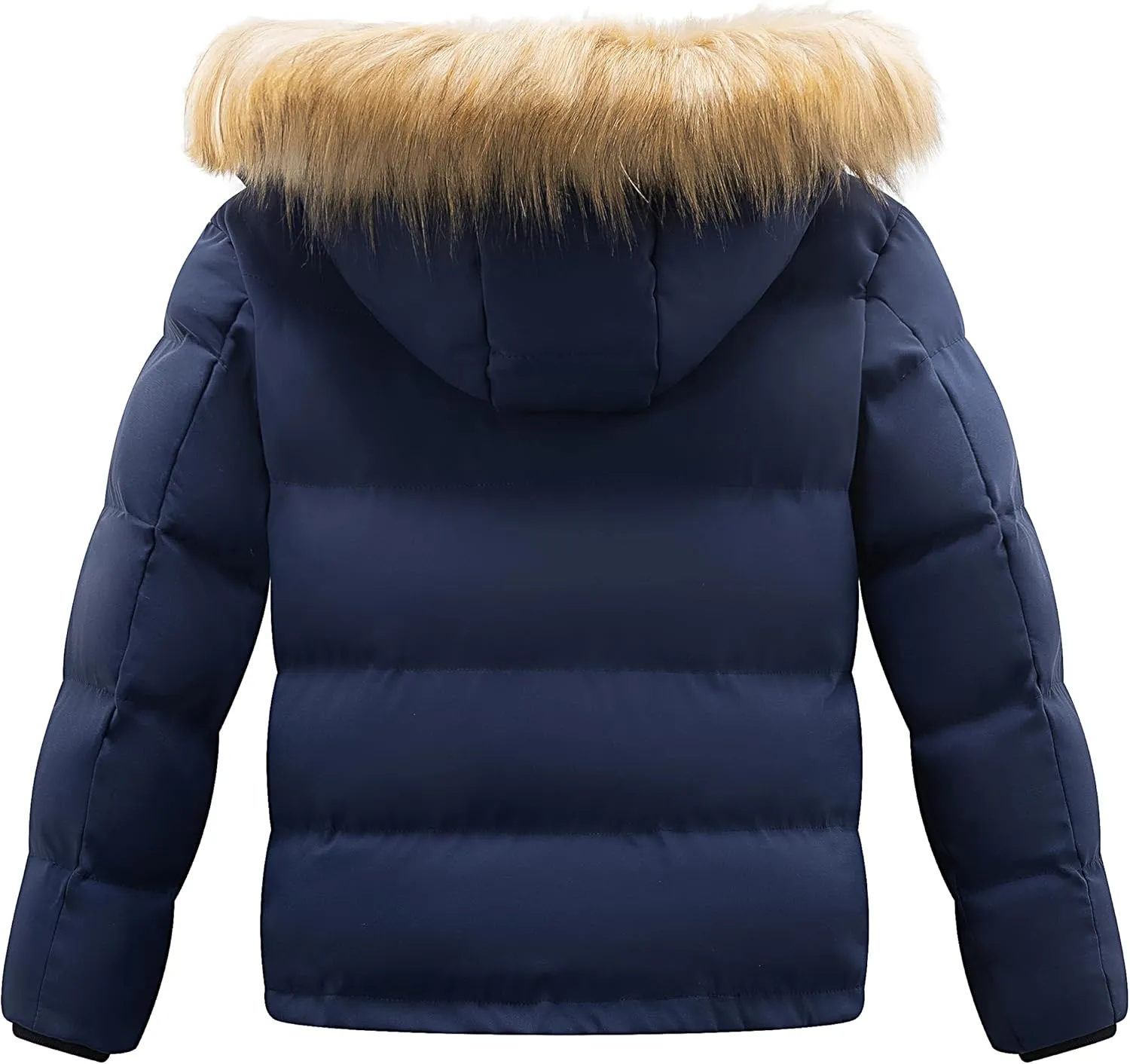 WULFUL Boy's Winter Coats Waterproof Fleece Lined Puffer Jackets Kids Thicken Outerwear With Detachable Hood