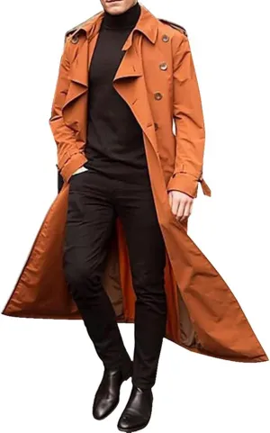 Ymosrh Mens Coats and Jackets Fashion Full Length Trench Coat Long Wool Overcoat Winter Coats Jackets Plus Size