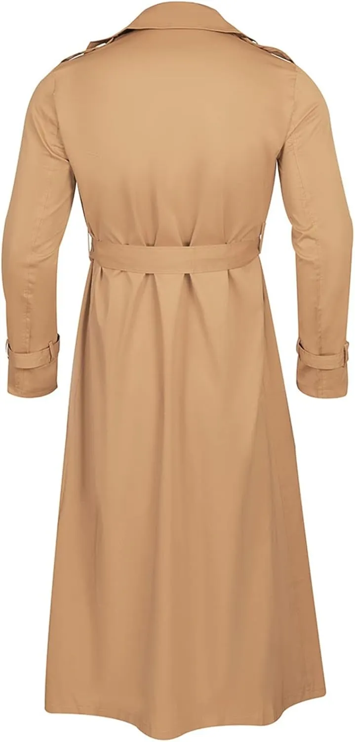 Ymosrh Mens Coats and Jackets Fashion Full Length Trench Coat Long Wool Overcoat Winter Coats Jackets Plus Size