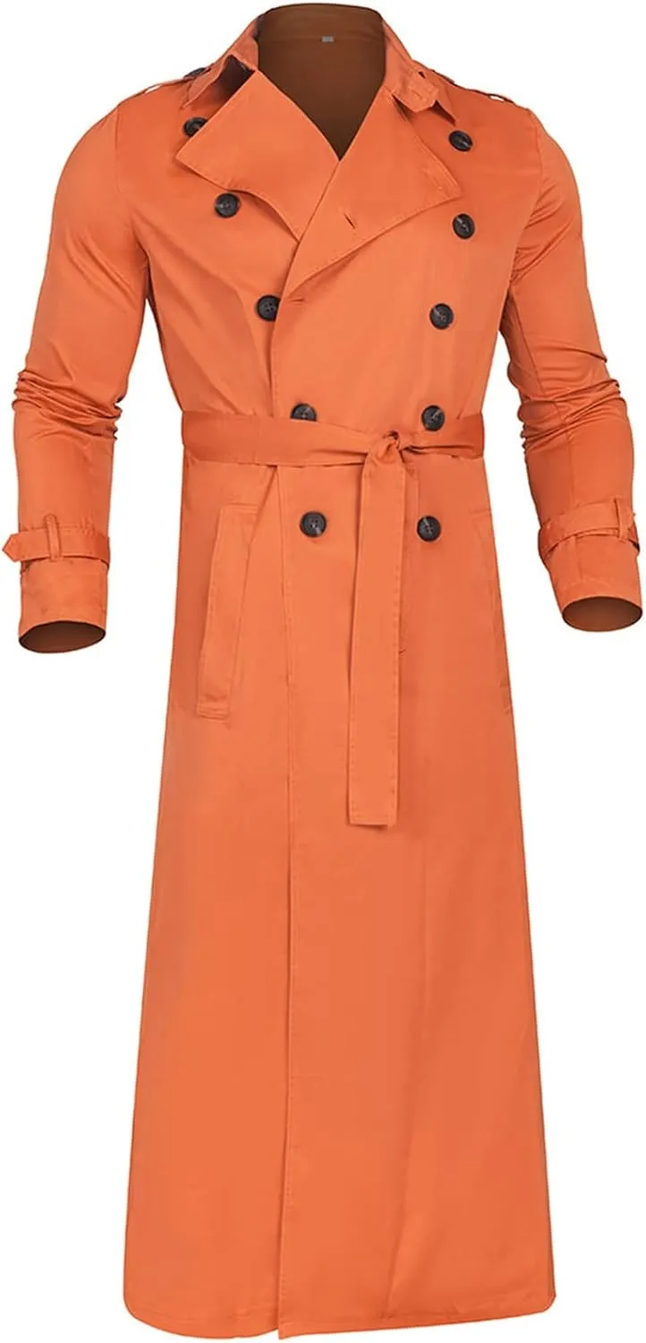 Ymosrh Mens Coats and Jackets Fashion Full Length Trench Coat Long Wool Overcoat Winter Coats Jackets Plus Size