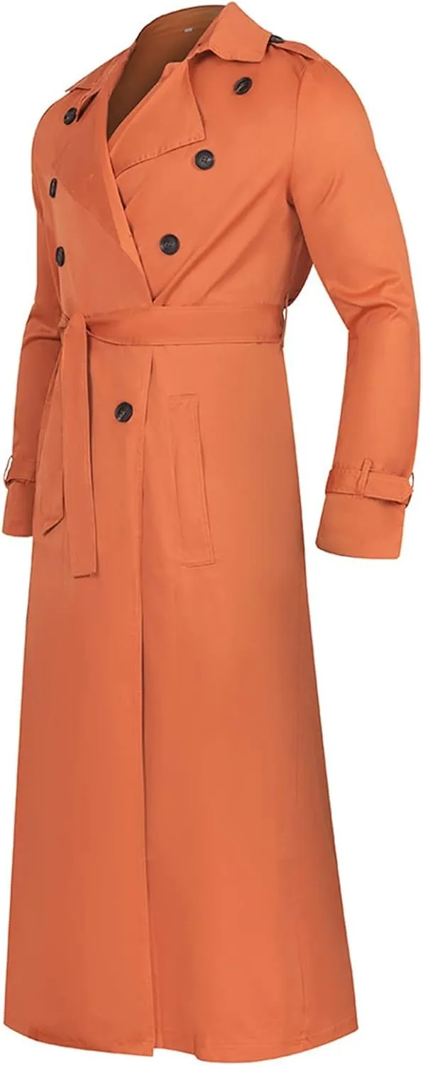 Ymosrh Mens Coats and Jackets Fashion Full Length Trench Coat Long Wool Overcoat Winter Coats Jackets Plus Size