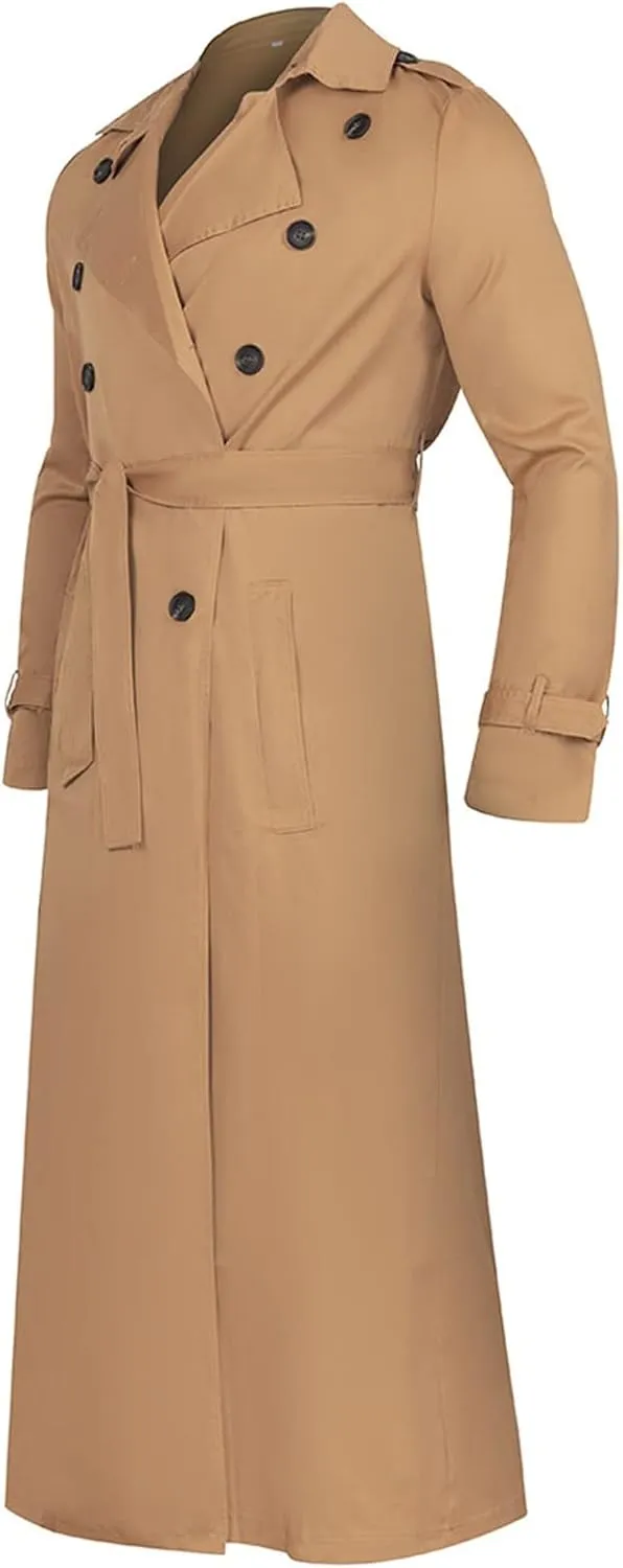 Ymosrh Mens Coats and Jackets Fashion Full Length Trench Coat Long Wool Overcoat Winter Coats Jackets Plus Size