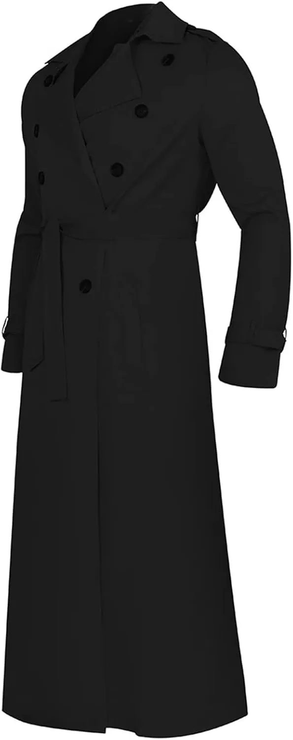 Ymosrh Mens Coats and Jackets Fashion Full Length Trench Coat Long Wool Overcoat Winter Coats Jackets Plus Size