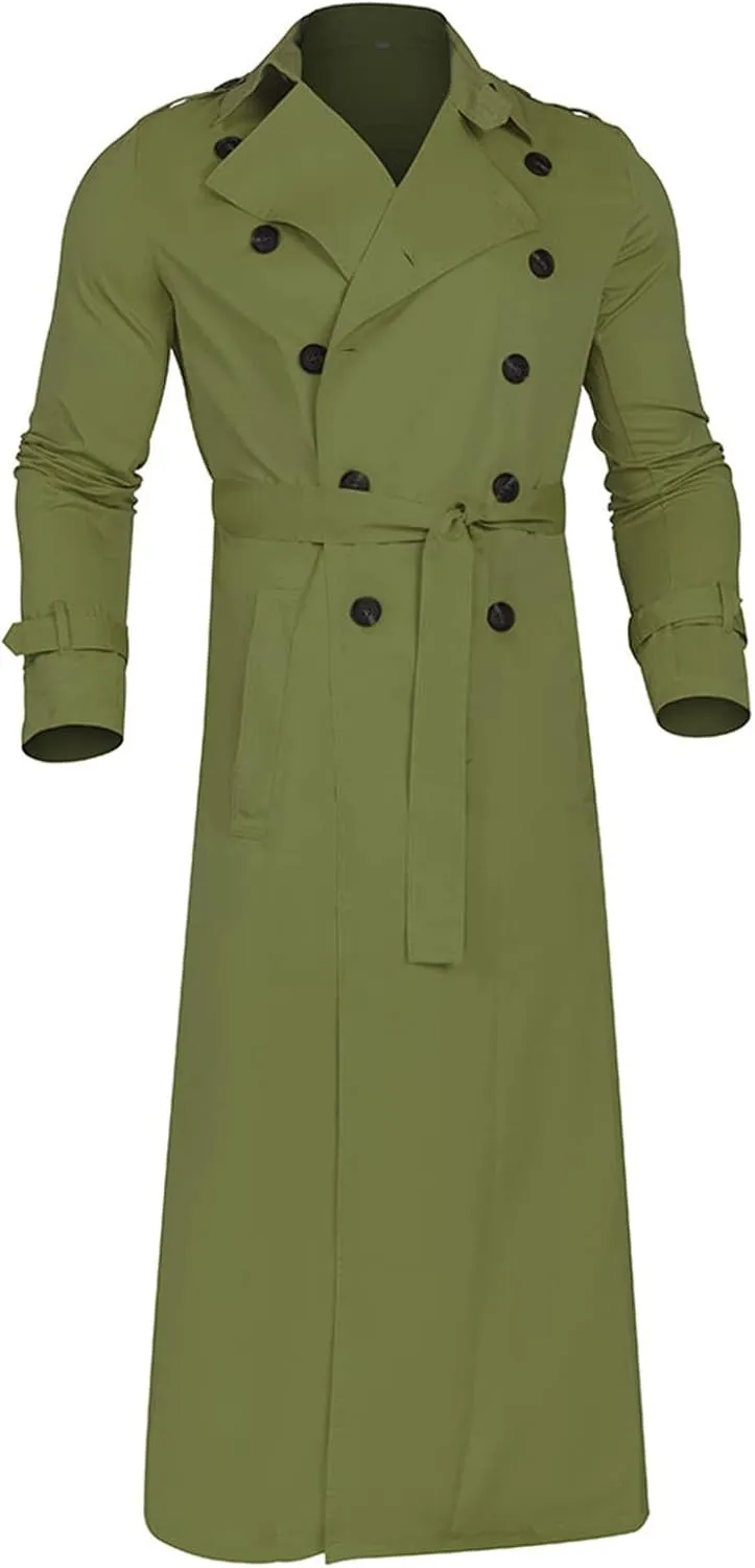 Ymosrh Mens Coats and Jackets Fashion Full Length Trench Coat Long Wool Overcoat Winter Coats Jackets Plus Size