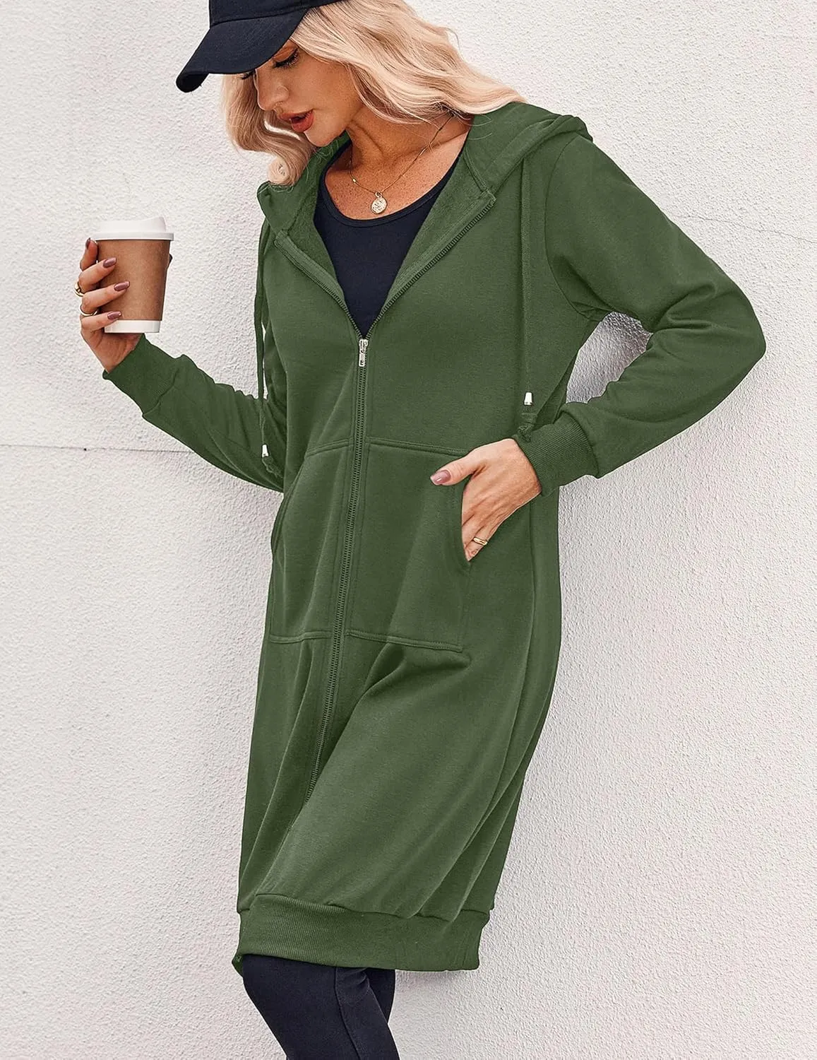 Zeagoo Women's Zip Up Hoodies Oversized Fleece Long Tunic Sweatshirts