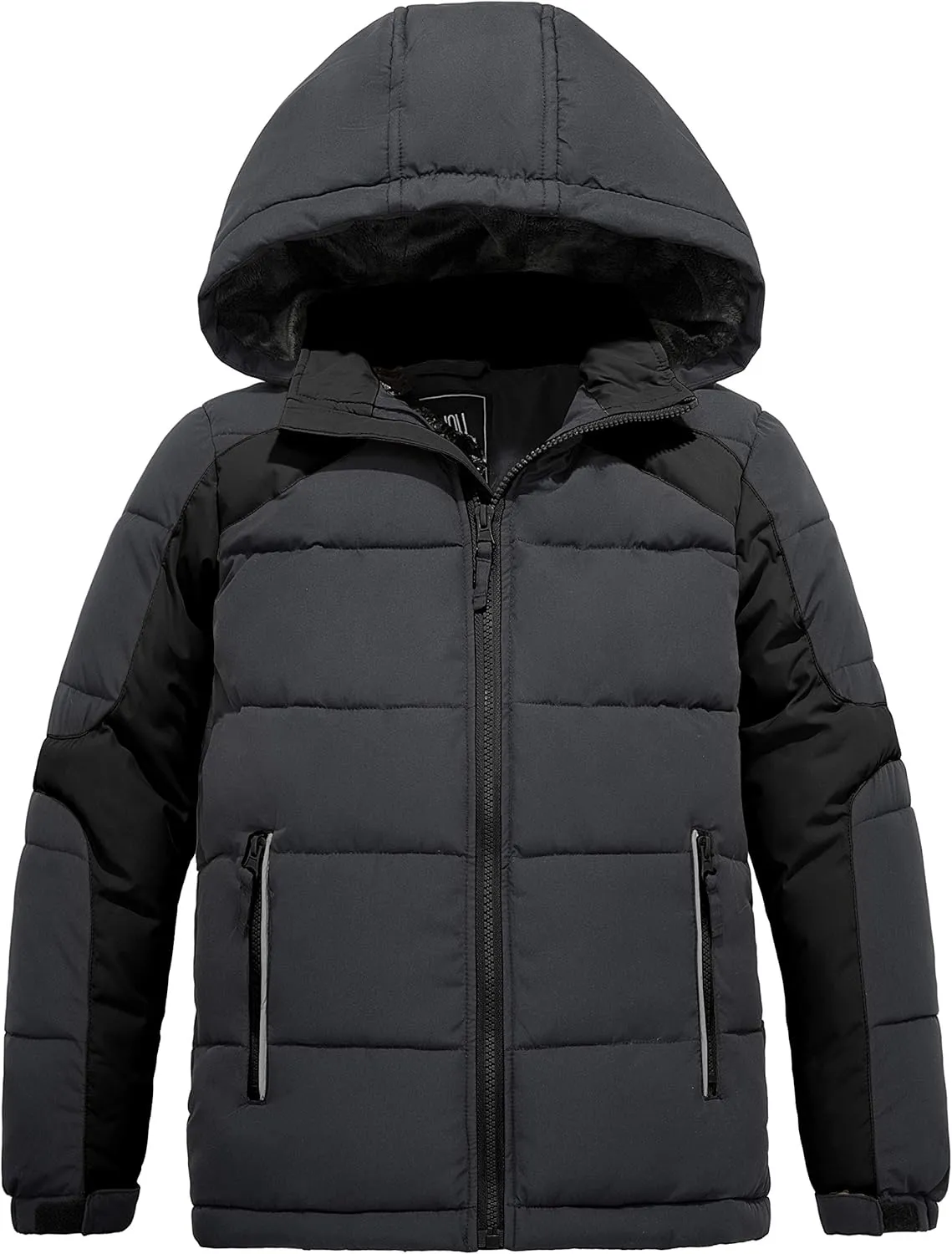 ZSHOW Boys' Hooded Puffer Jacket Waterproof Warm Winter Coat Soft Fleece Lined Outerwear Jacket