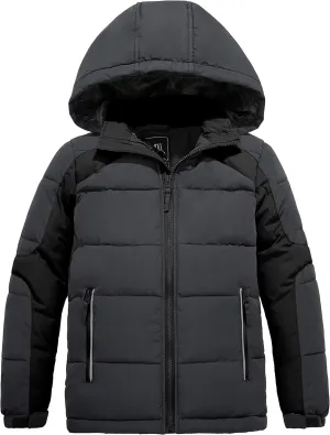 ZSHOW Boys' Hooded Puffer Jacket Waterproof Warm Winter Coat Soft Fleece Lined Outerwear Jacket