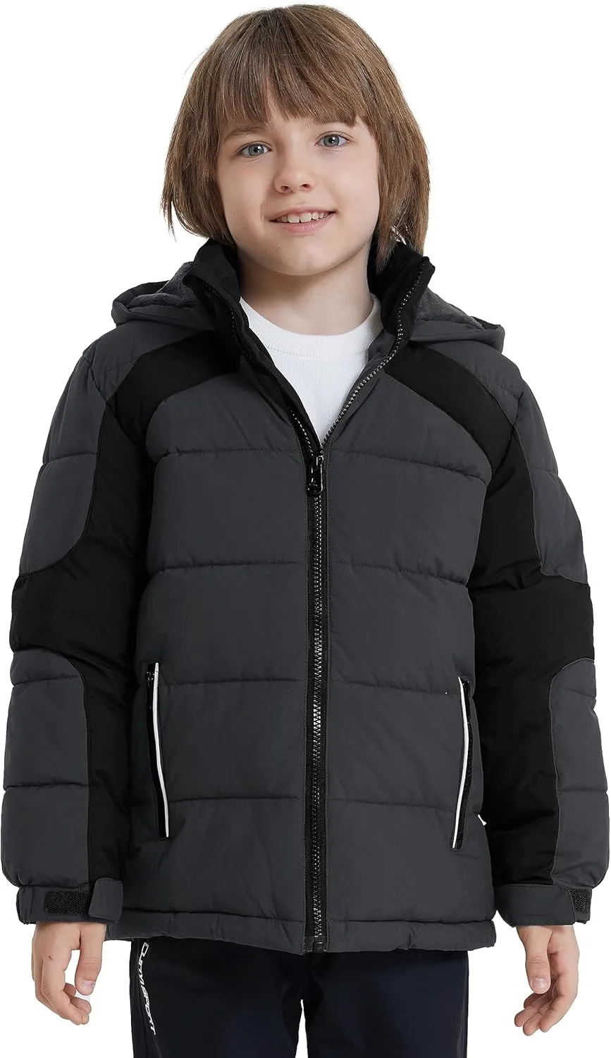 ZSHOW Boys' Hooded Puffer Jacket Waterproof Warm Winter Coat Soft Fleece Lined Outerwear Jacket